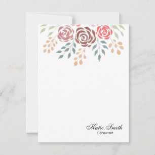 Blush Pink Burgundy Red Floral Botanical Leaves Card