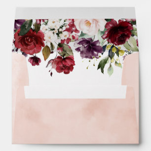 Blush Pink & Burgundy Rose Elegant Envelope