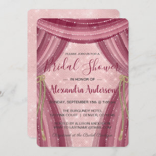 Blush Pink & Burgundy Sparkle Bridal Shower Invitation