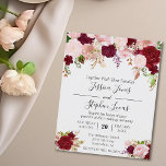 Blush Pink Burgundy Watercolor Floral Romantic Inv<br><div class="desc">One design per sheet. Budget invitations do not include envelopes. This design may be personalised in the area provided by changing the photo and/or text. Or it can be customised by clicking Personalise this Template and then choosing the click to customise further option and delete or change the colour of...</div>