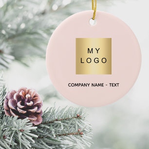 Blush pink business company logo ceramic tree decoration