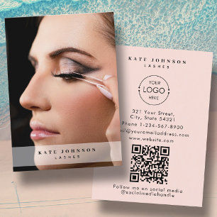 Blush Pink Business Logo Beauty Salon Lashes Photo Card