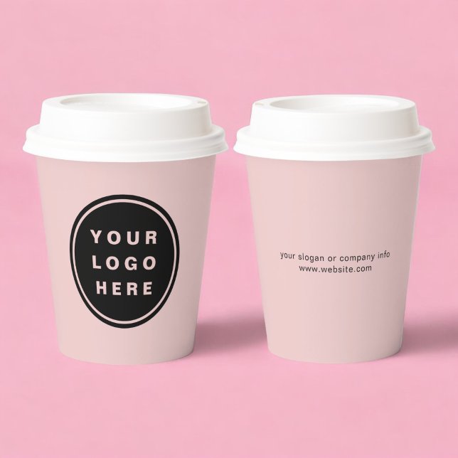 Blush Pink Business Logo Corporate Professional Paper Cups (Creator Uploaded)