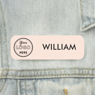 Blush Pink Business Logo Minimalist Employee Staff Name Tag
