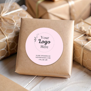 Blush Pink Business Logo modern  Classic Round Sticker