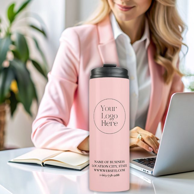 Blush Pink Business Logo modern Thermal Tumbler (Creator Uploaded)
