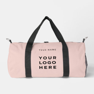 Blush Pink Business Logo Name Instagram Fitness Duffle Bag
