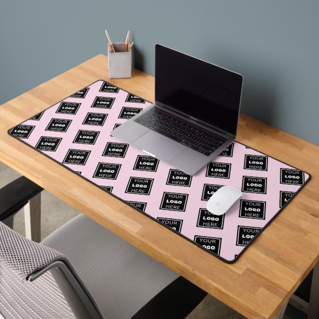Blush Pink Business Logo Pattern Desk Mat (Office 2)