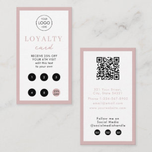 Blush Pink Business Logo QR Code Loyalty Card