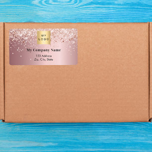 Blush pink business logo return address shipping