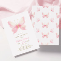 Blush Pink Butterfly Baby Shower Invitation