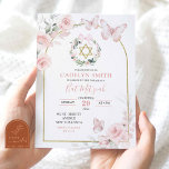 Blush Pink Butterfly Bat Mitzvah Floral<br><div class="desc">Blush Pink Butterfly Bat Mitzvah Floral Invitation | Blush Pink Floral Bat Mitzvah Invitation | Hebrew Girl Religious Celebration Invitation | Jewish Tradition Bat Mitzvah Invitation | Daughter Called to The Torah Invitation</div>