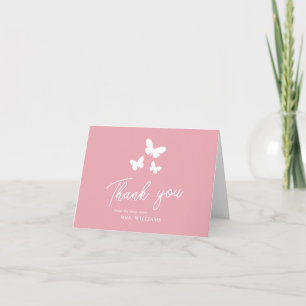 Blush Pink Butterfly Bridal Shower  Thank You Card