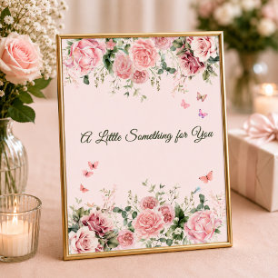 Blush Pink Butterfly Floral Favour Table Sign