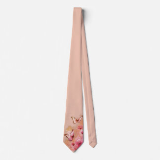Blush Pink Butterfly & Floral Neck Tie