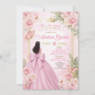 Blush Pink Butterfly Quinceañera Invitation