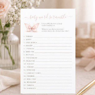 Blush Pink Butterfly Shower Baby Word Scramble