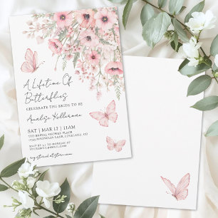 Blush Pink Butterfly Wildflower Bridal Shower Invitation
