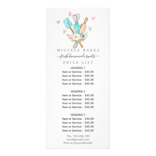 Blush Pink Cake Mixer Floral Bakery Service Price Rack Card