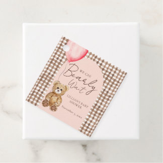 Blush Pink Can Bearly Wait Teddy Bear Baby Shower Favour Tags