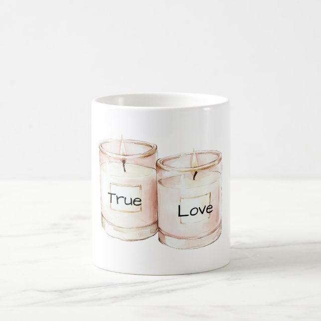 Blush Pink Candles True Love Coffee Mug (Center)
