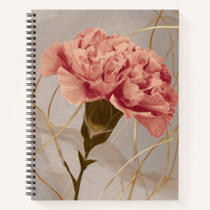 Blush Pink Carnation Floral Gold Notebook