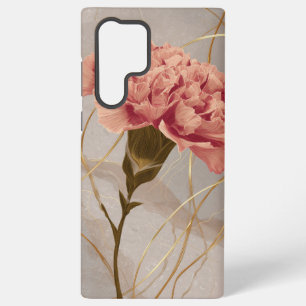 Blush Pink Carnation Floral Gold Samsung Galaxy Case