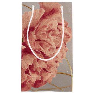Blush Pink Carnation Floral Gold Small Gift Bag