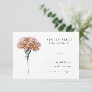 Blush Pink Carnation Wedding RSVP Reply