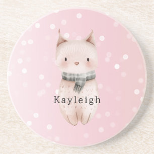 Blush Pink Cat Confetti Dots   Coaster