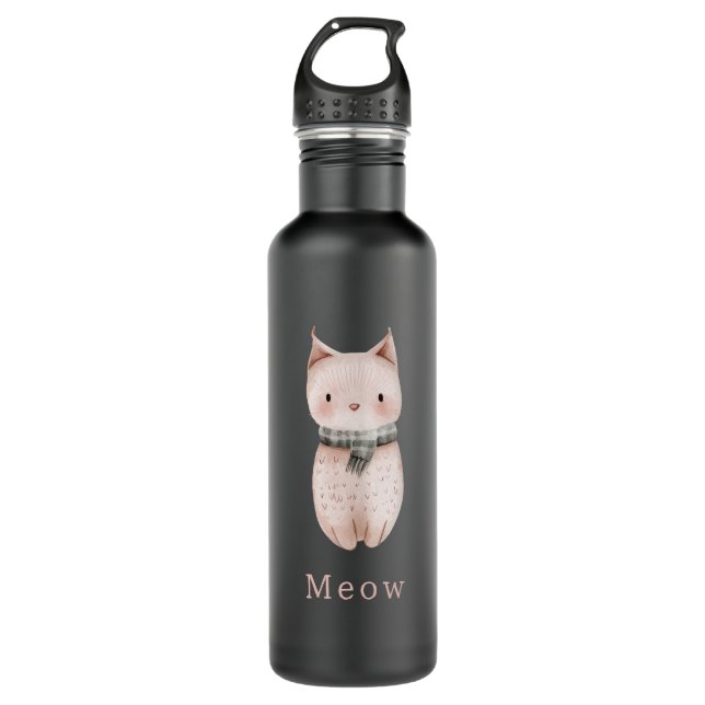 Blush Pink Cats 710 Ml Water Bottle (Front)