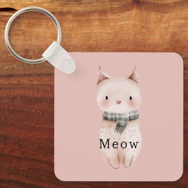 Blush Pink Cats Key Ring (Front)