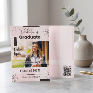 Blush Pink Celebration of Graduate Photo QR Code Invitation