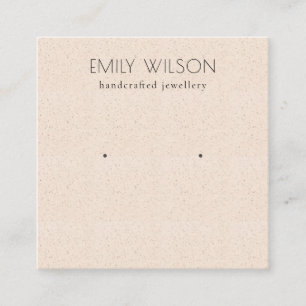 Blush Pink Ceramic Texture Stud Earring Display Square Business Card