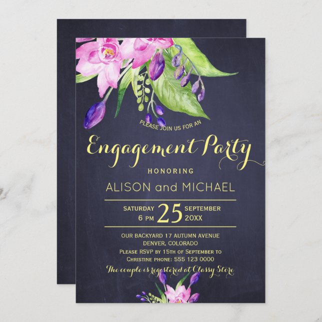 Blush pink chalkboard engagement i do bbq party invitation (Front/Back)