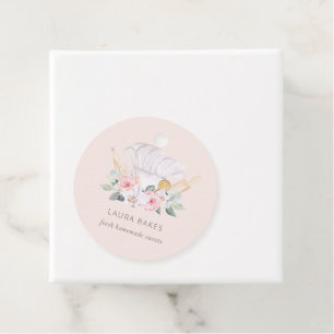 Blush Pink Chef Hat Catering Floral Roller Whisk Favour Tags