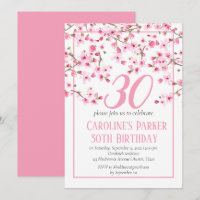 Blush Pink Cherry Blossom 30th Birthday Floral