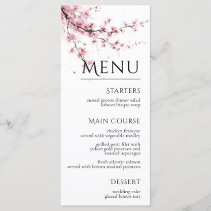 Blush Pink Cherry Blossom Elegant Floral Wedding Menu