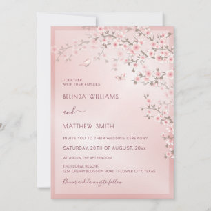 Blush Pink Cherry Blossom Wedding Invitation