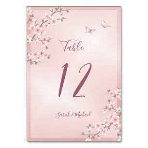 Blush Pink Cherry Blossom Wedding Table Number