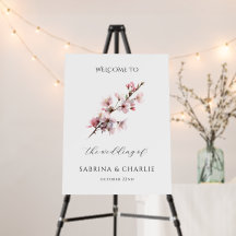Blush Pink Cherry Blossom Wedding Welcome Sign
