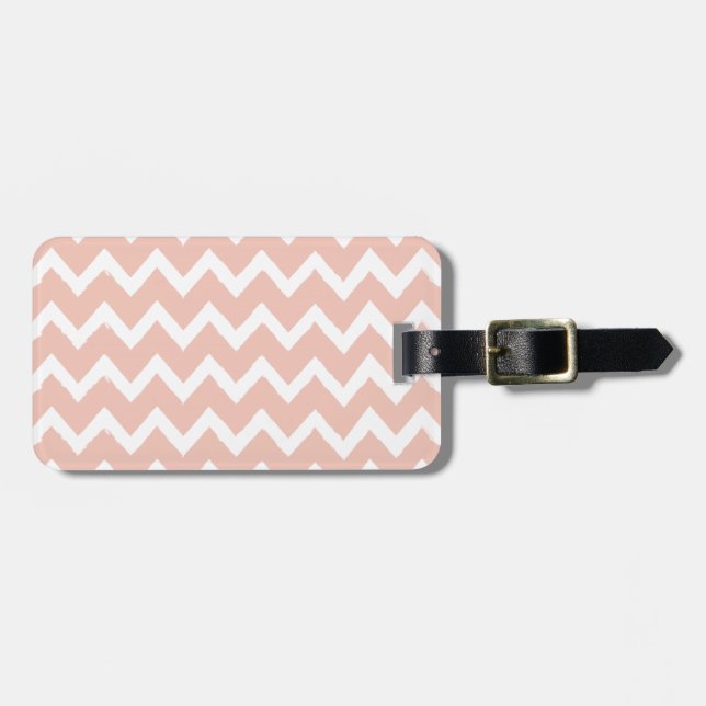 Blush Pink Chevron and White Pattern Luggage Tag (Front Horizontal)