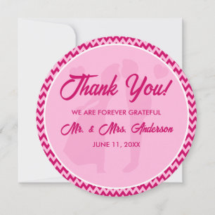 Blush Pink Chevron Stripe Photo Wedding Thank You Card
