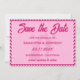 Blush Pink Chevron Stripe QR Code Save The Date