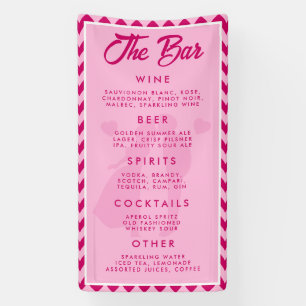 Blush Pink Chevron Wedding Bar Menu Reception Banner