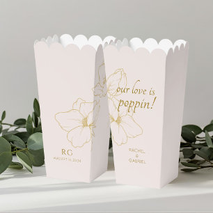 Blush Pink Chic Floral Couple Popcorn Favor Box