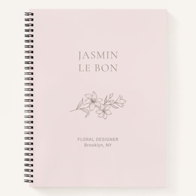 Blush Pink | Chic Minimalist Floral  Notebook (Front)
