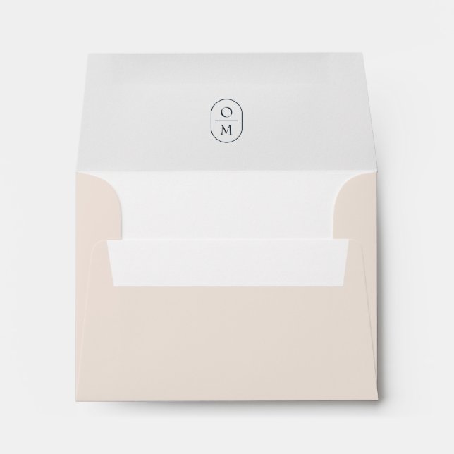 Blush Pink | Chic Minimalist Monogram Wedding RSVP Envelope (Back (Bottom))