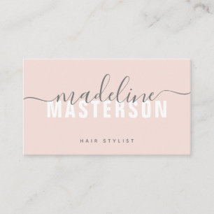 Blush Pink Chic Modern Monogram Script Signature Business Card