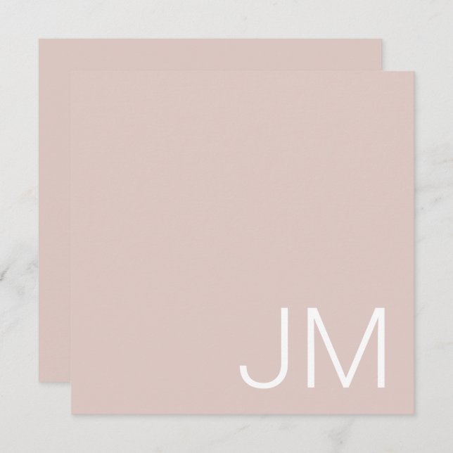 Blush Pink Chic Monogrammed Oversized Initials Card (Front/Back)